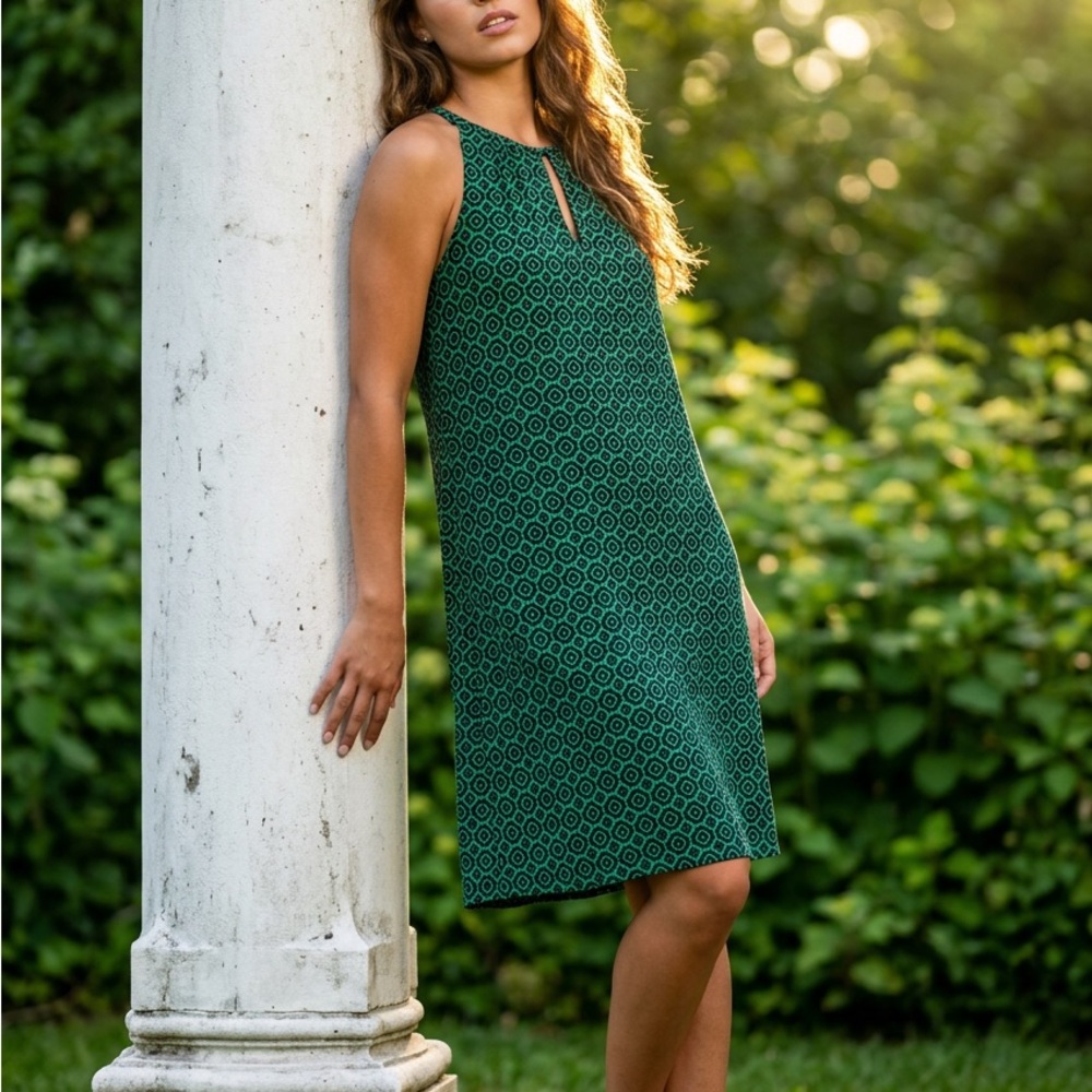 Banana Republic Teal and Black Geometric Maxi Dress